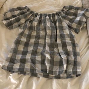 Off the shoulder gingham blouse